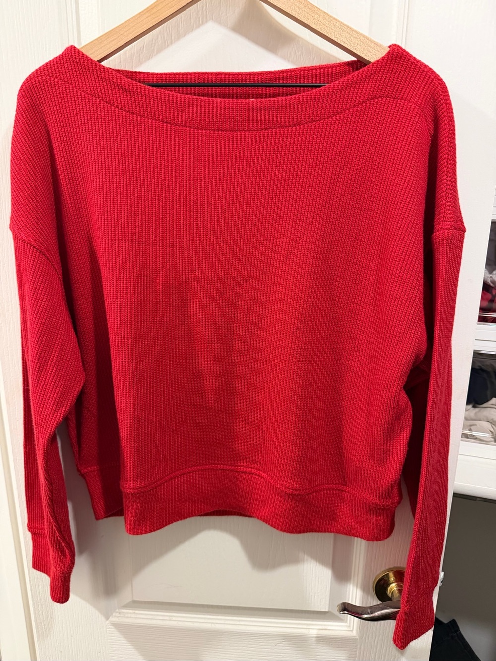 Madewell Red Boatneck Machine Knit Sweater Top XL